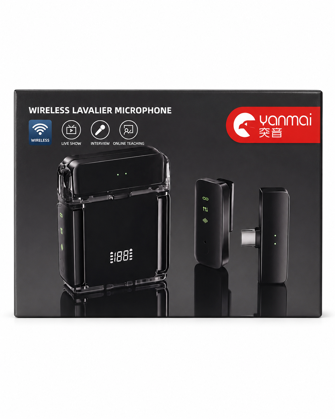 YANMAI GF323 TYPE-C WIRELESS LAVALIER MICROPHONE WITH CHARGING CASE