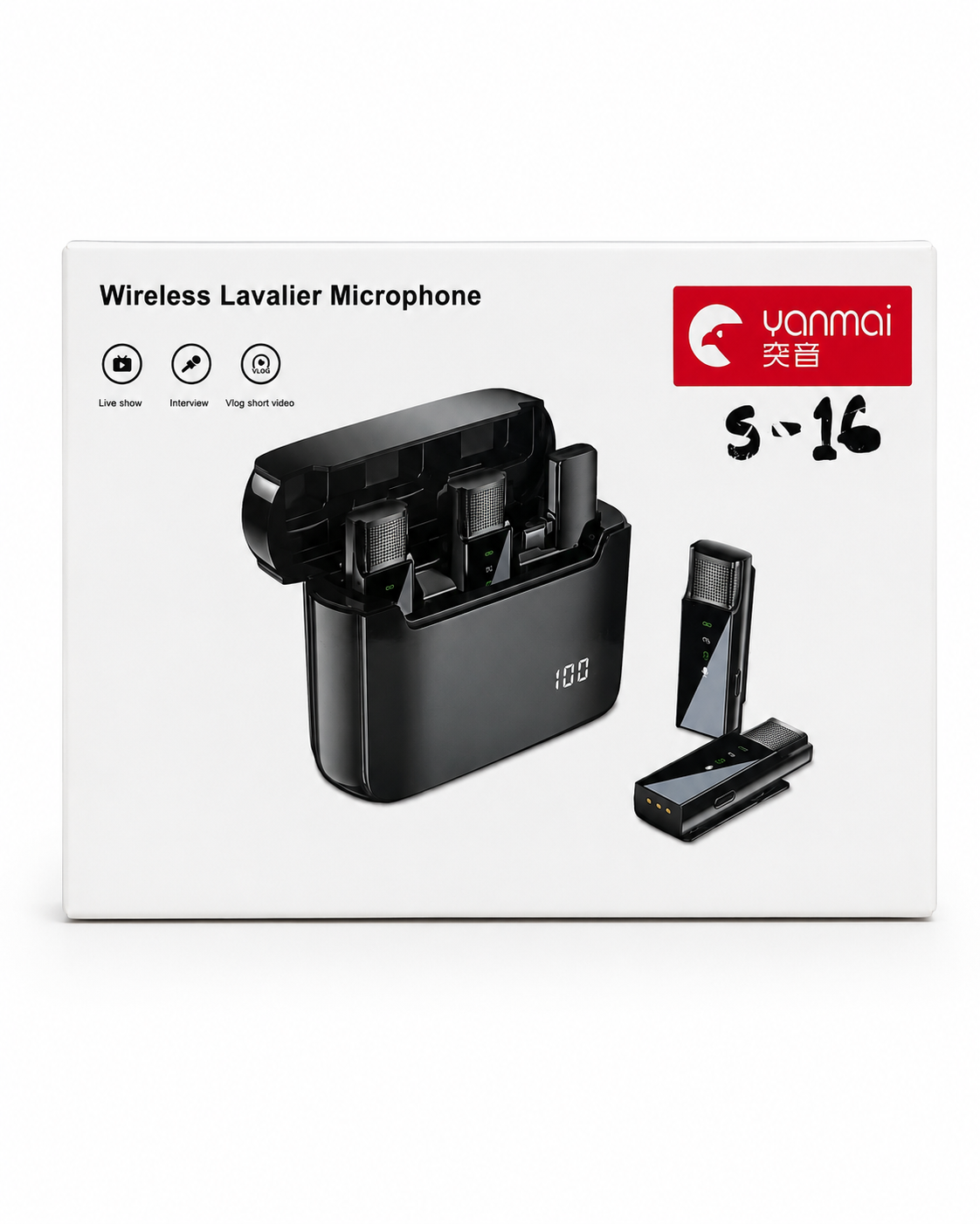 YANMAI S-16 TYPE-C WIRELESS LAVALIER MICROPHONE WITH CHARGING CASE