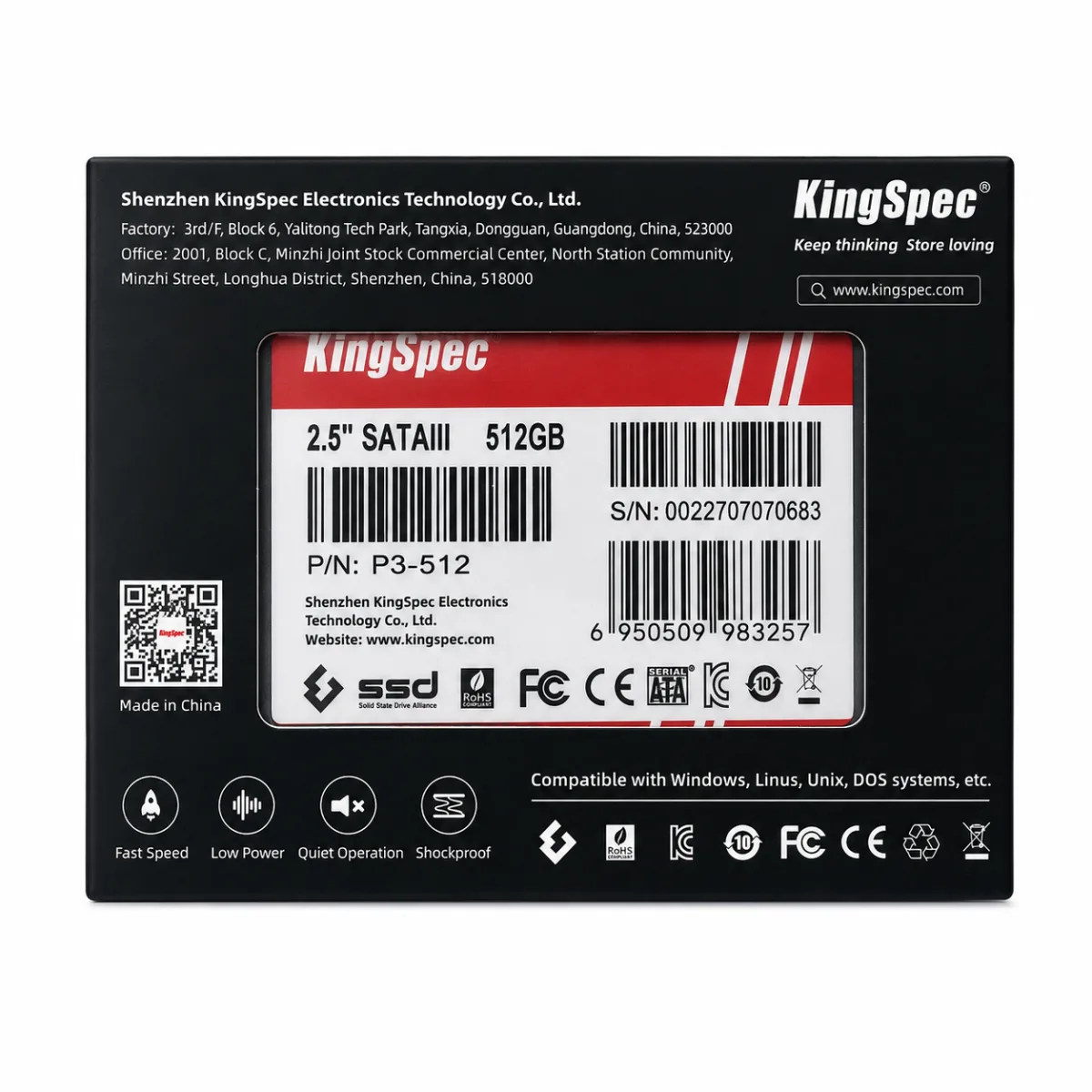 KingSpec 512GB 2.5" SATA III SOLID STATE DRIVE