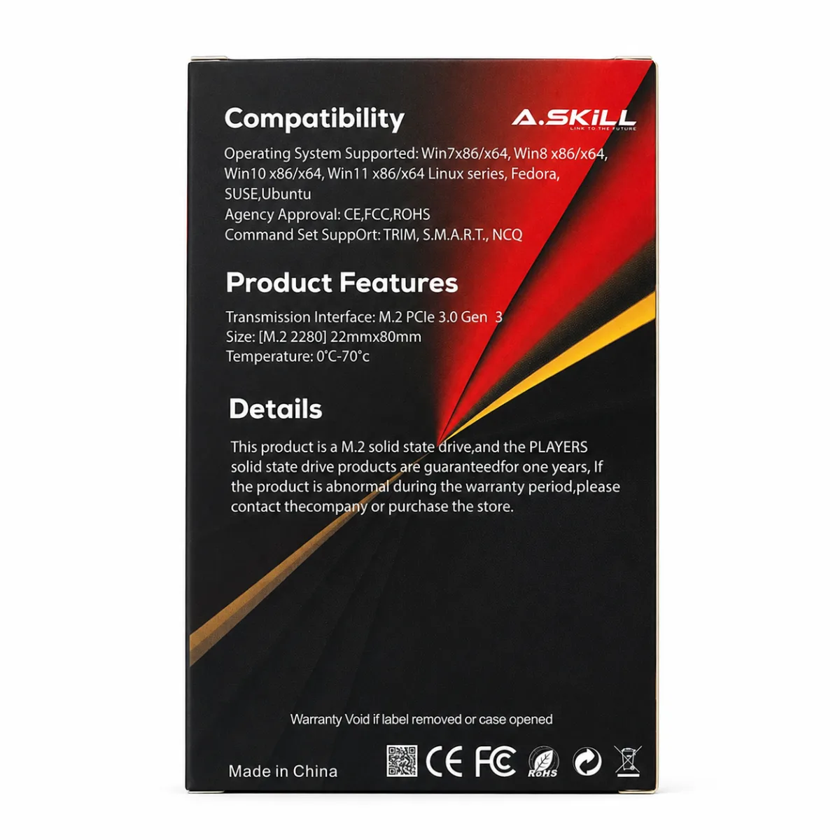 A.SKiLL NV700-PRO NITRO HEATSINK 256GB NVMe M.2 SOLID STATE DRIVE