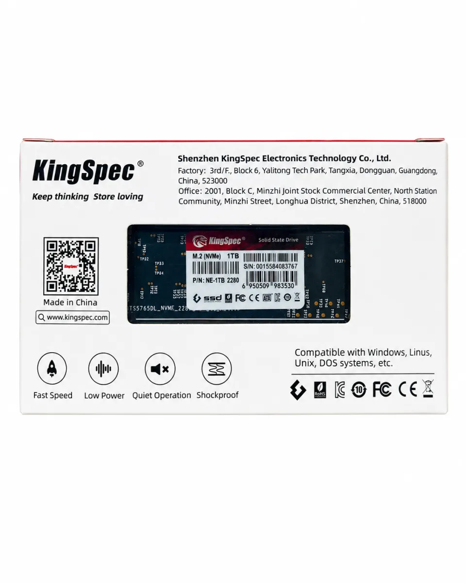 KingSpec NE-1TB NVMe M.2 PCIe 2280 SOLID STATE DRIVE
