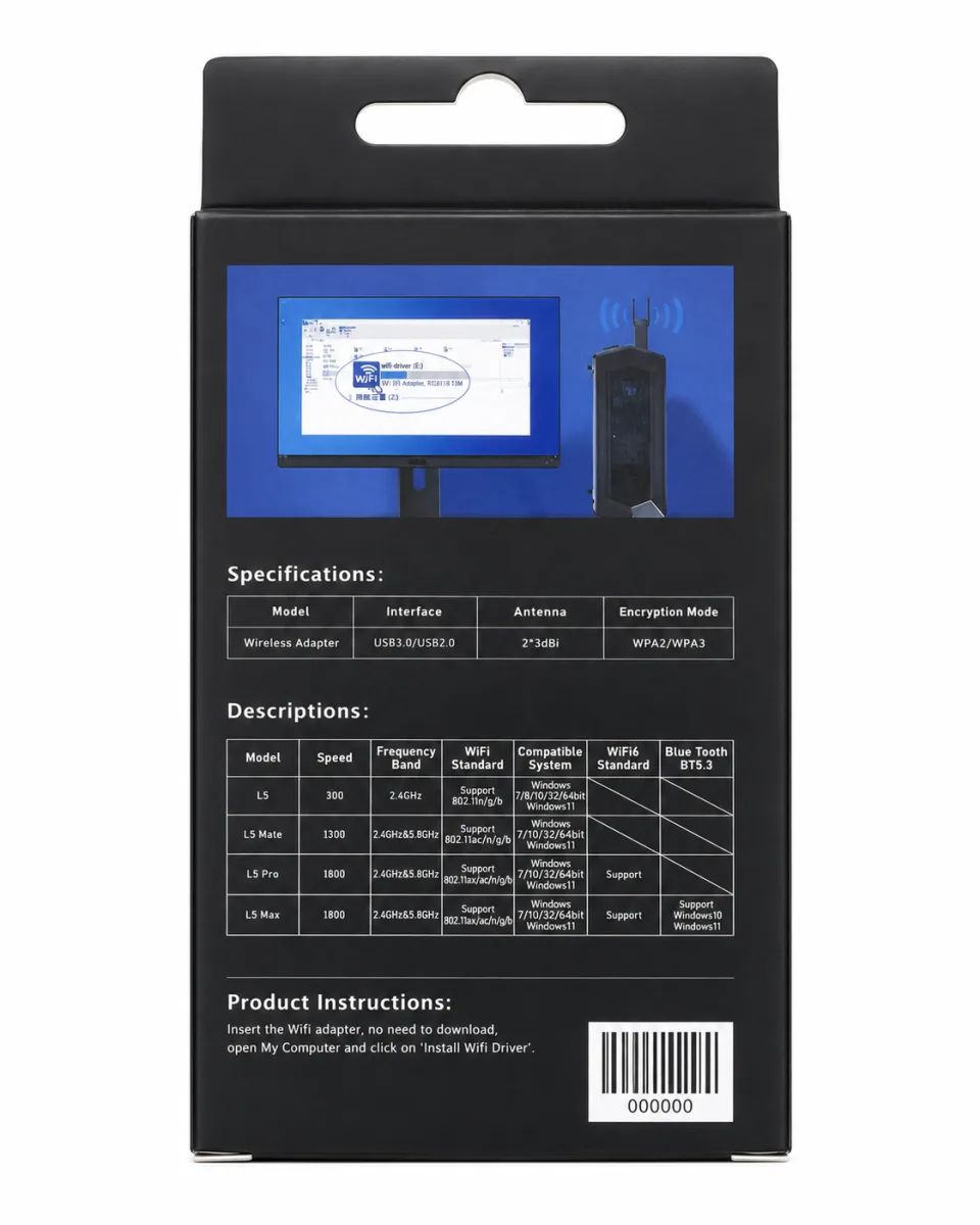 L4/L4 PRO/L4 MAX DUAL BAND AC1300 USB 3.0 WIFI ADAPTAR
