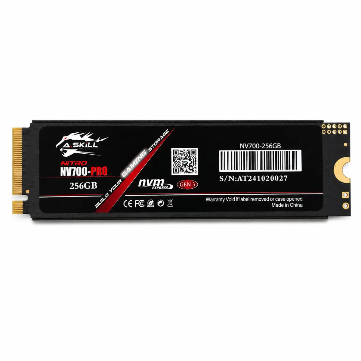 A.SKiLL NV700-PRO NITRO HEATSINK 256GB NVMe M.2 SOLID STATE DRIVE