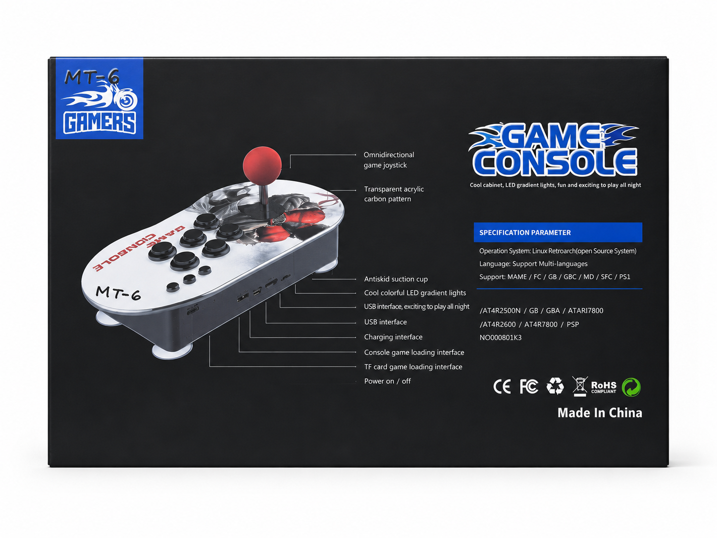 GAMERS MT6 4K HD VIDEO ARCADE GAME CONSOLE 3D DUAL CONTROLLER JOYSTICK 10000+ GAMES PLAYER GAME CONSOLE