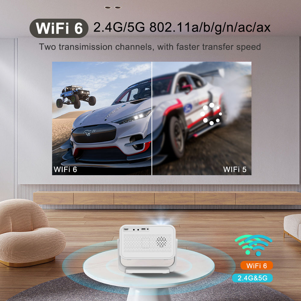 P21 AUTO FOCUS ANDROID 13 350 ANSI 4K RESOLUTION WITH WIFI6 BT5.4 PORTABLE OUTDOOR MULTIMEDIA ANDRIOD PROJECTOR