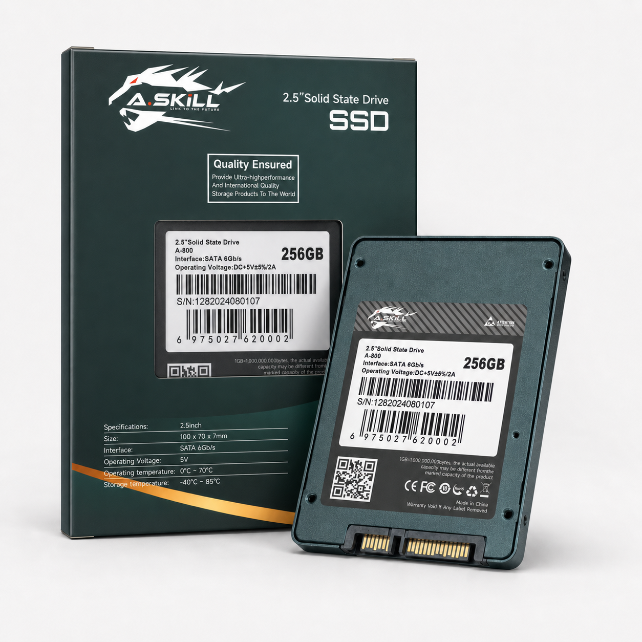A.SKiLL 256GB 2.5" SATA III HIGH QUALITY SOLID STATE DRIVE